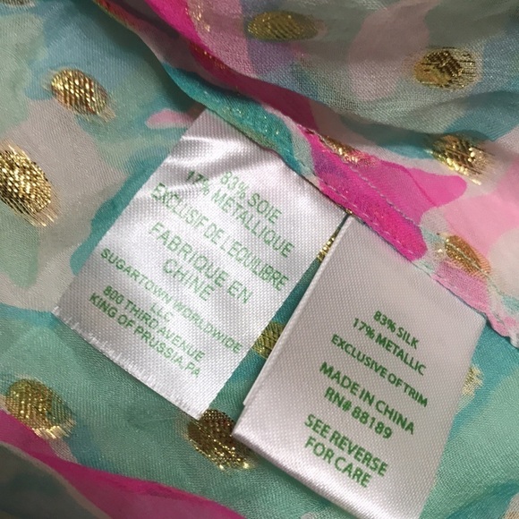 Lilly Pulitzer Rilla Tropical Print Silk Blouse Small - Picture 8 of 13